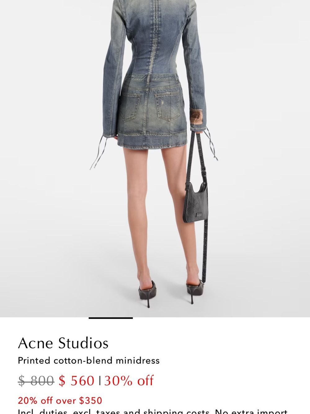 Acne Blue Faded Denim Mini Dress. Denim printed 97% cotton - Picture 5 of 13